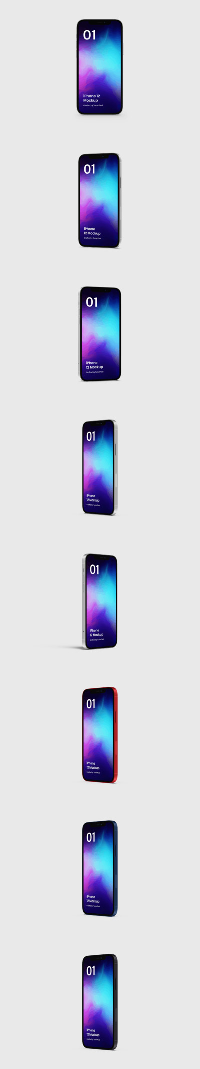 iPhone 12 组合酷炫手机样机（PSD）