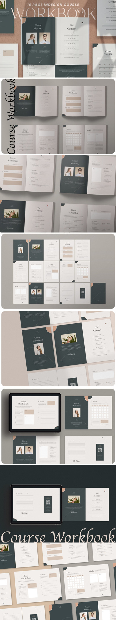 时尚高端简约清新多用途的高品质课程工作簿品牌手册画册宣传册杂志房地产楼书设计模板