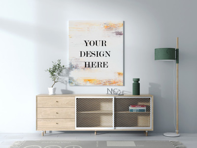 室内墙壁画布框架样机[PSD]