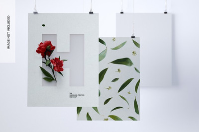 三个肖像悬挂海报模型[PSD]