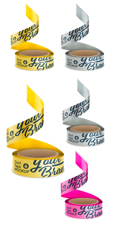 哑光质感的胶带胶布VI设计样机展示模型mockups