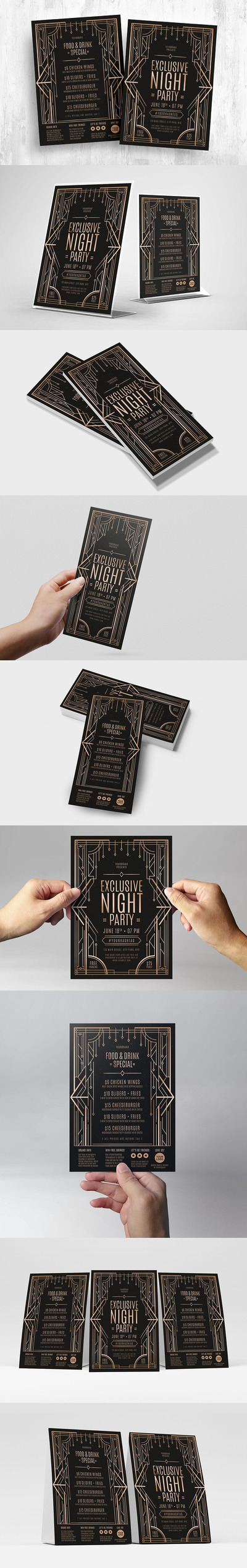 高端时尚欧式房地产artdeco风格艺术海报设计模板-AI，PSD