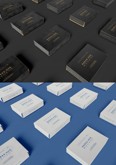 高品质纸盒快递包装设计VI样机展示模型mockups