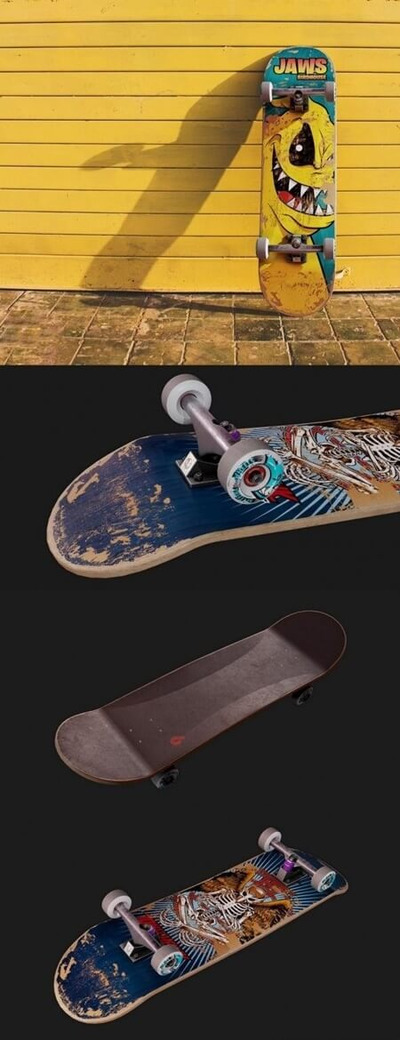 精致的滑板3D模型下载（max,obj,fbx）