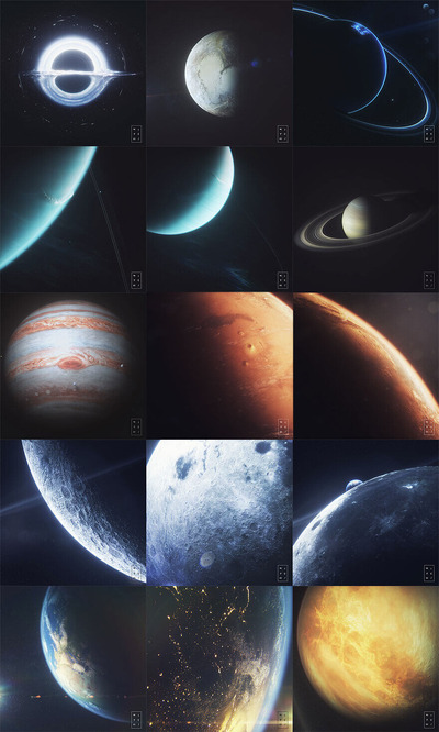 常用必备的行星和黑洞3D模型下载（C4D,OC渲染器）