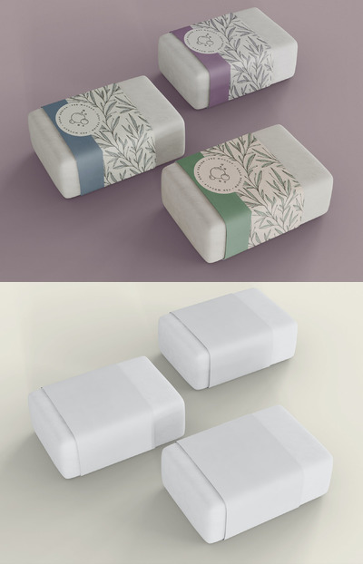 透视角度肥皂包装设计展示样机（PSD）