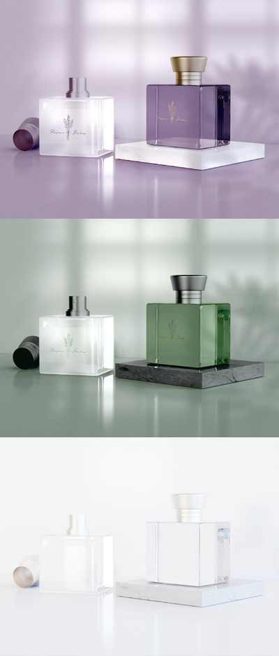 明亮的香水包装设计展示样机（PSD）