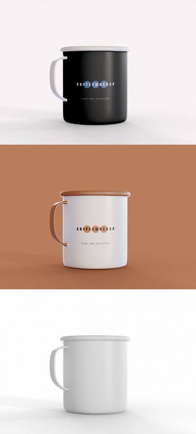 单独搪瓷马克杯咖啡杯设计样机（PSD）
