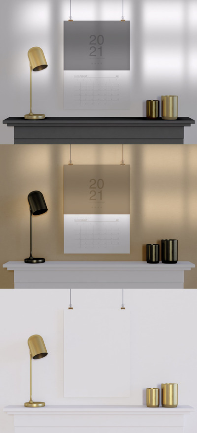 桌面日历挂历设计展示样机（PSD）