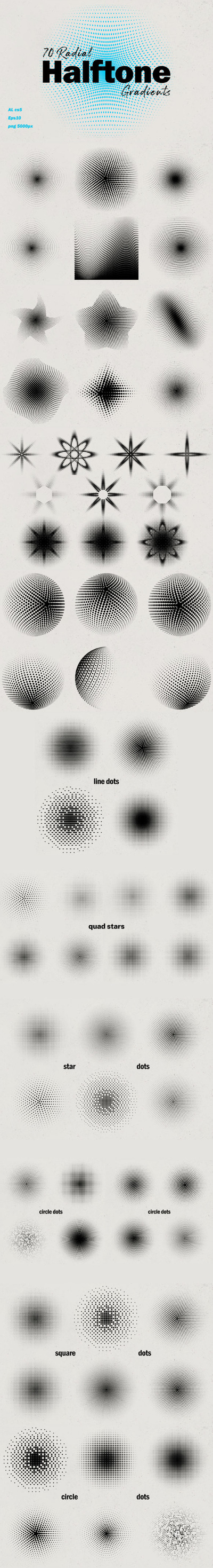 径向半色调渐变图形合集