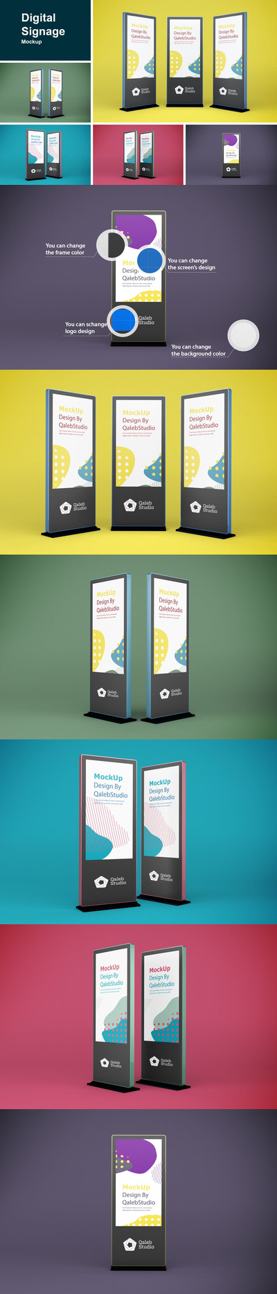 高品质的LED广告机VI设计样机展示模型mockups