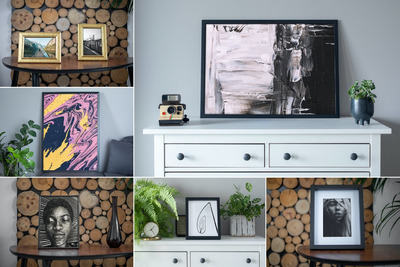 高品质的艺术摄影婚纱照海报相框VI设计样机展示模型mockups