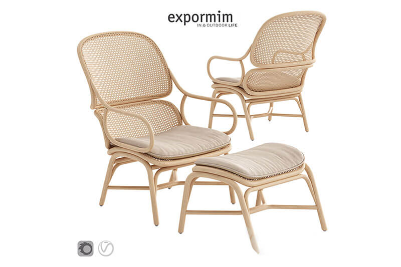 休闲编制框扶手椅躺椅3D模型下载（FBX，MAX）