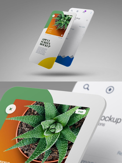 APP UI 屏幕重叠组合手机样机（PSD）