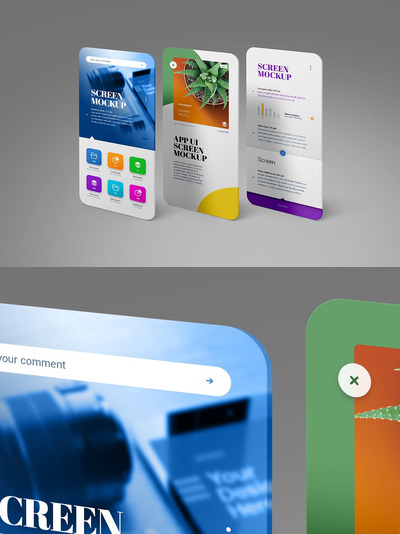 APP UI 智能手机屏幕展示样机（PSD）