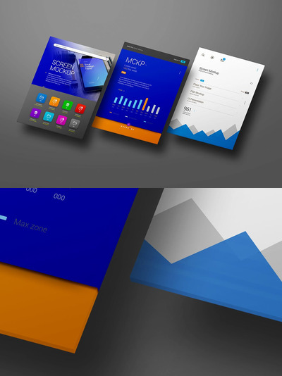 APP UI 屏幕透视角度展示样机（PSD）