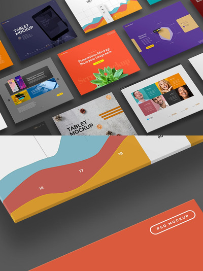 APP UI 屏幕透视角度展示样机（PSD）
