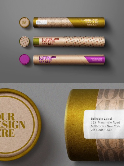 画筒或海报快递包装设计展示样机（PSD）