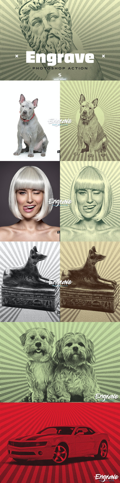 时尚高端逼真的雕刻Photoshop动作预设