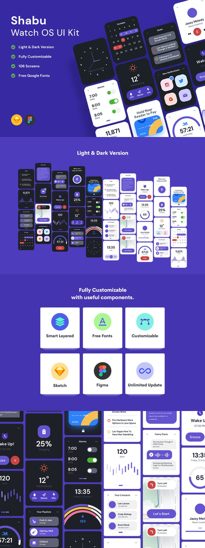 高品质的iWatch APP UI KITS-figma&sketch