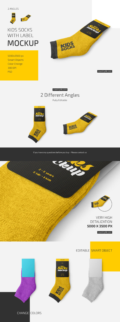 儿童袜子与标签样机合集