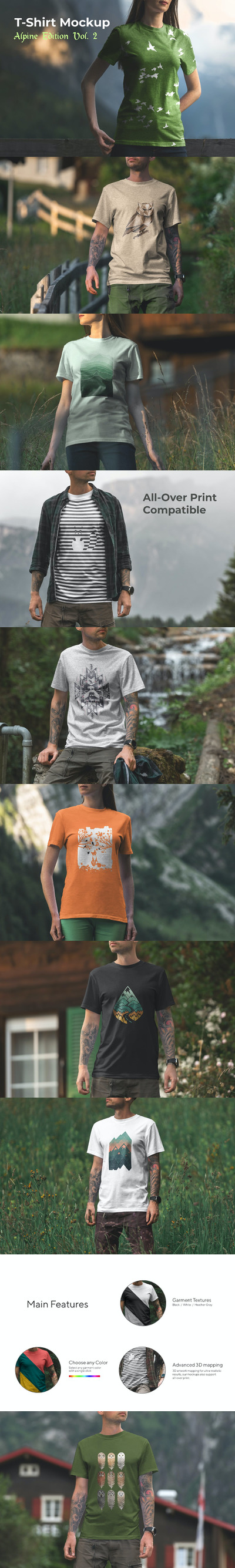 时尚高端户外运动T恤衫服装设计VI样机展示模型mockups Vol.2