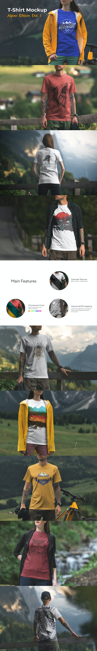 时尚高端户外运动T恤衫服装设计VI样机展示模型mockups Vol.1