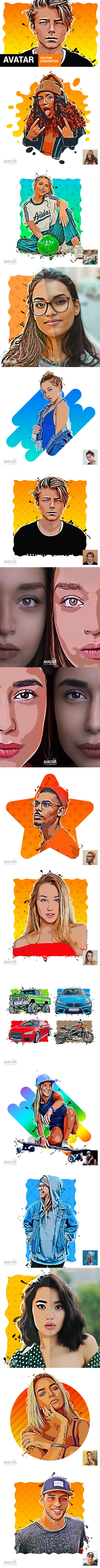 高端时尚动漫漫画效果矢量转化器photoshop动作预设