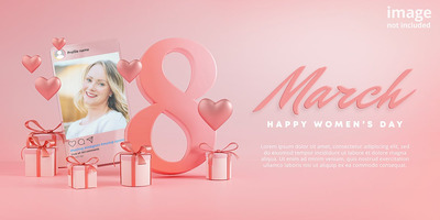 三八妇女节快乐广告banner模板（PSD）