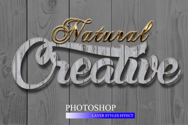 逼真木纹3D文字ps图层样式