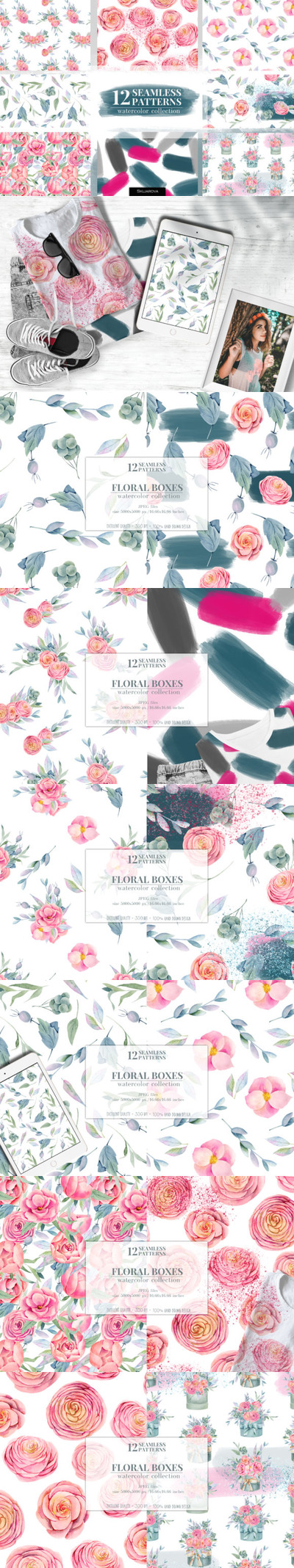 花卉花纹无缝图案背景素材