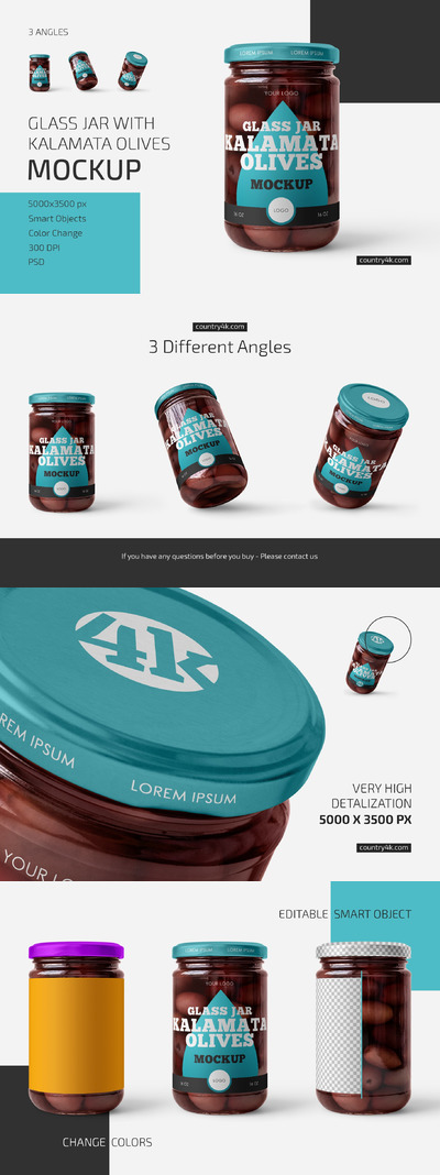 橄榄玻璃罐食品包装设计样机模板