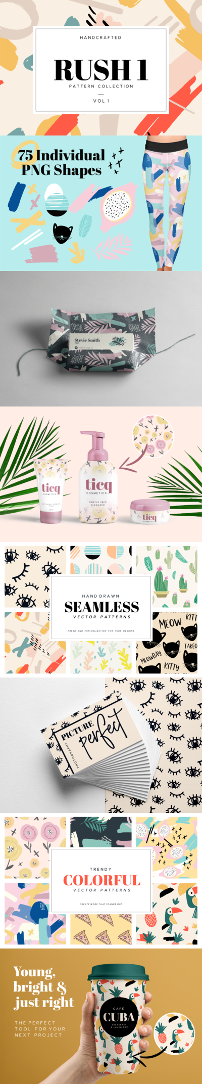 时尚多彩手绘设计背景图案素材集