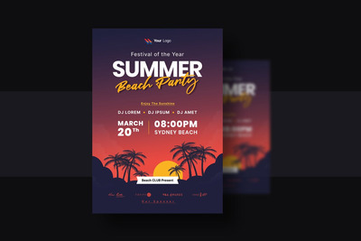 热带夏日海滩派对传单和海报（PSD）