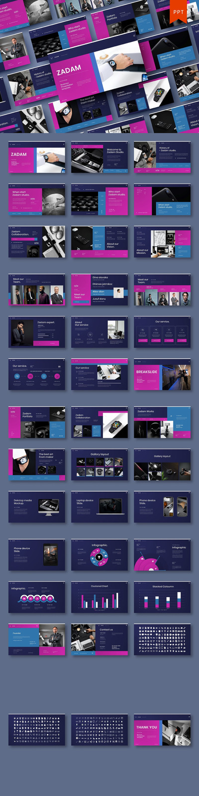 时尚高端配色的高品质多用途商业商务powerpoint幻灯片演示模板（pptx）