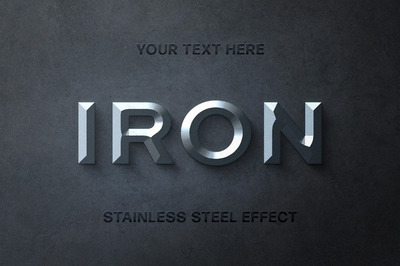 钢铁3D文本特效样式[PSD]
