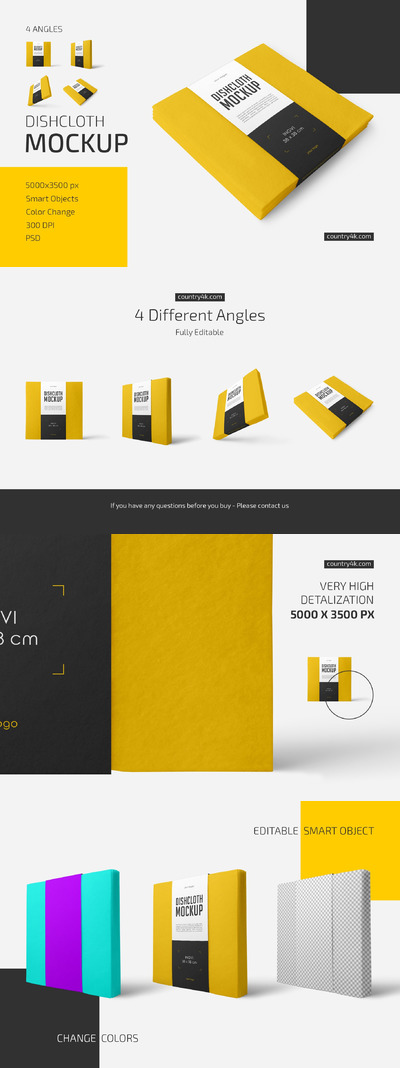 洗碗布/抹布包装设计样机合集