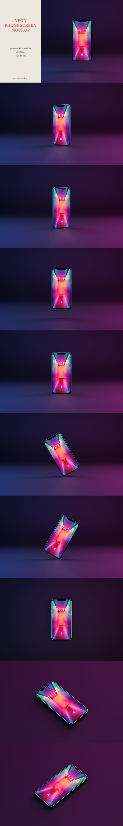 时尚高端多角度的iPhone APP UI样机展示模型mockups