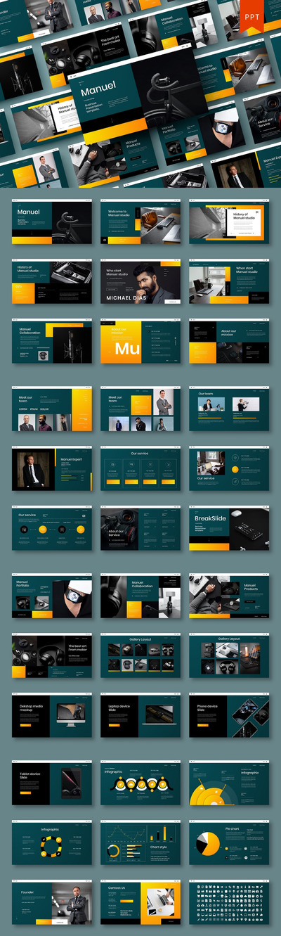 时尚高端专业的高品质商业商务powerpoint幻灯片演示模板（pptx）