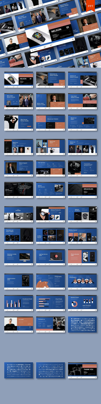 高端时尚优雅配色的高品质商业商务powerpoint幻灯片演示模板（pptx）