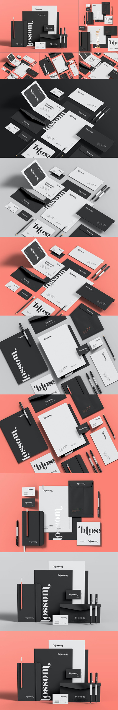 时尚高端品牌设计VI设计样机展示模型mockups