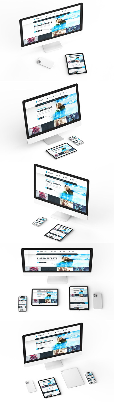 iPhone iPad iMac 组合响应式网页样机（PSD）