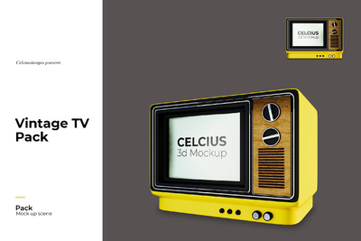 复古风格的电视样机（PSD）