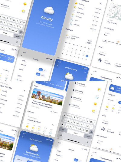 高端设计的天气预报APP UI（fig）