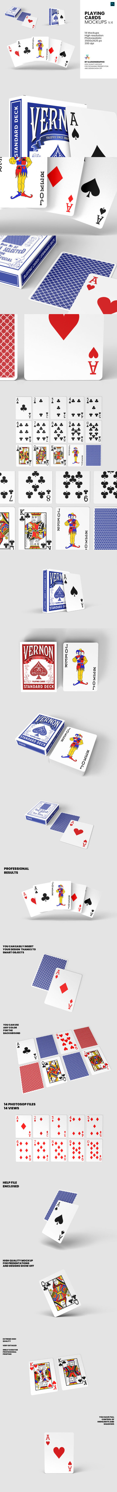 纸牌扑克牌设计样机套装