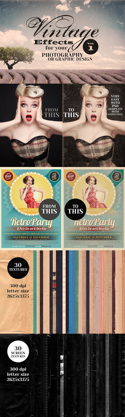 老式复古照片效果psd设计模板