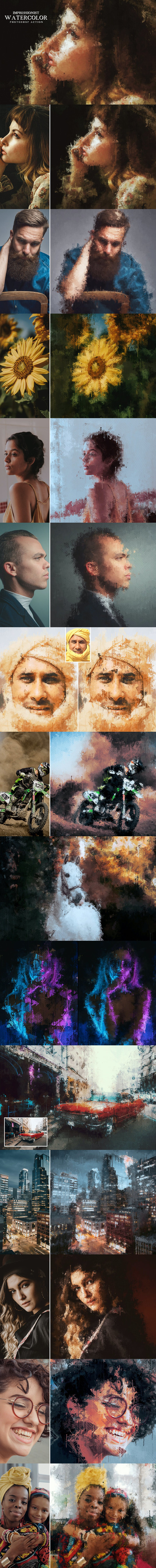 印象派水彩画Photoshop动作