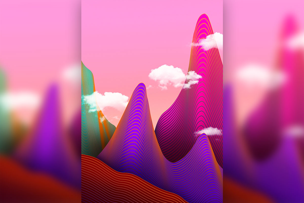 多彩渐变山峰形状抽象背景海报设计psd素材