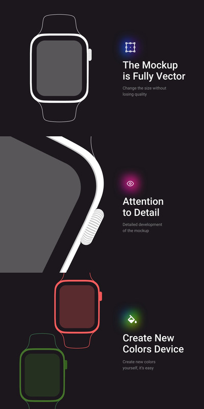 Apple Watch 线框图UI样机（XD,FIG,SKETCH）