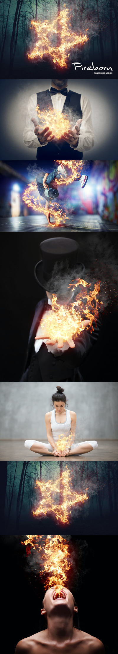 逼真质感的火焰效果photoshop动作预设